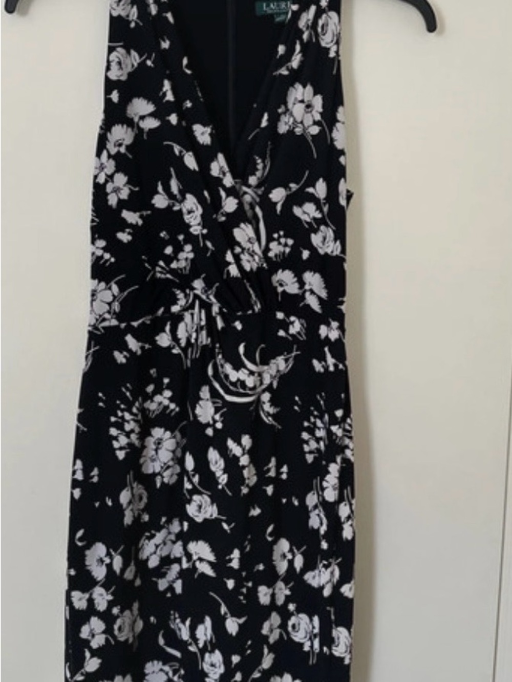 Ralph Lauren Black Floral Faux-Wrap Dress